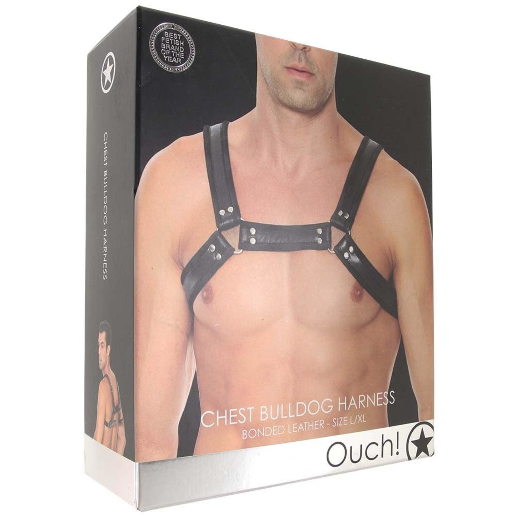 OUCH OUCH! BONDED LEATHER BULLDOG CHEST HARNESS L/XL