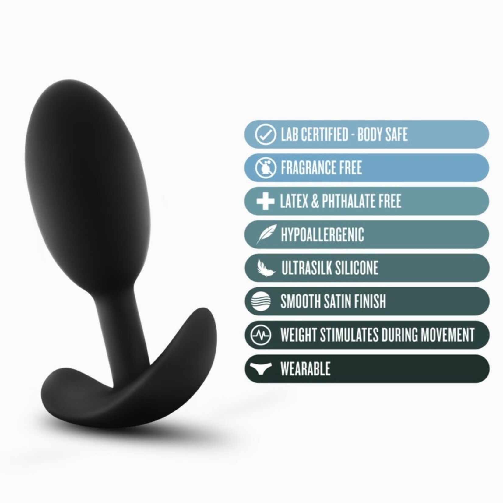 BLUSH BLUSH - ANAL ADVENTURES PLATINUM - SILICONE VIBRA SLIM PLUG - MEDIUM - BLACK