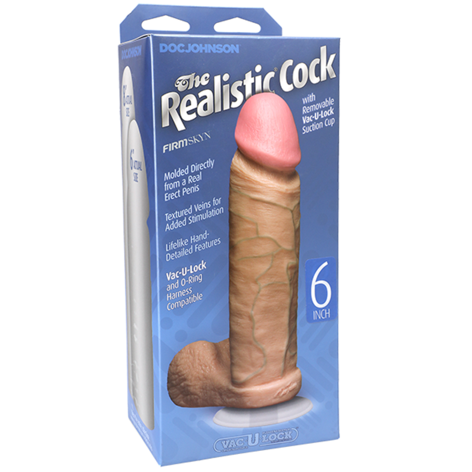 VAC-U-LOCK REALISTIC DONG 6" - FLESH VAC-U-LOCK