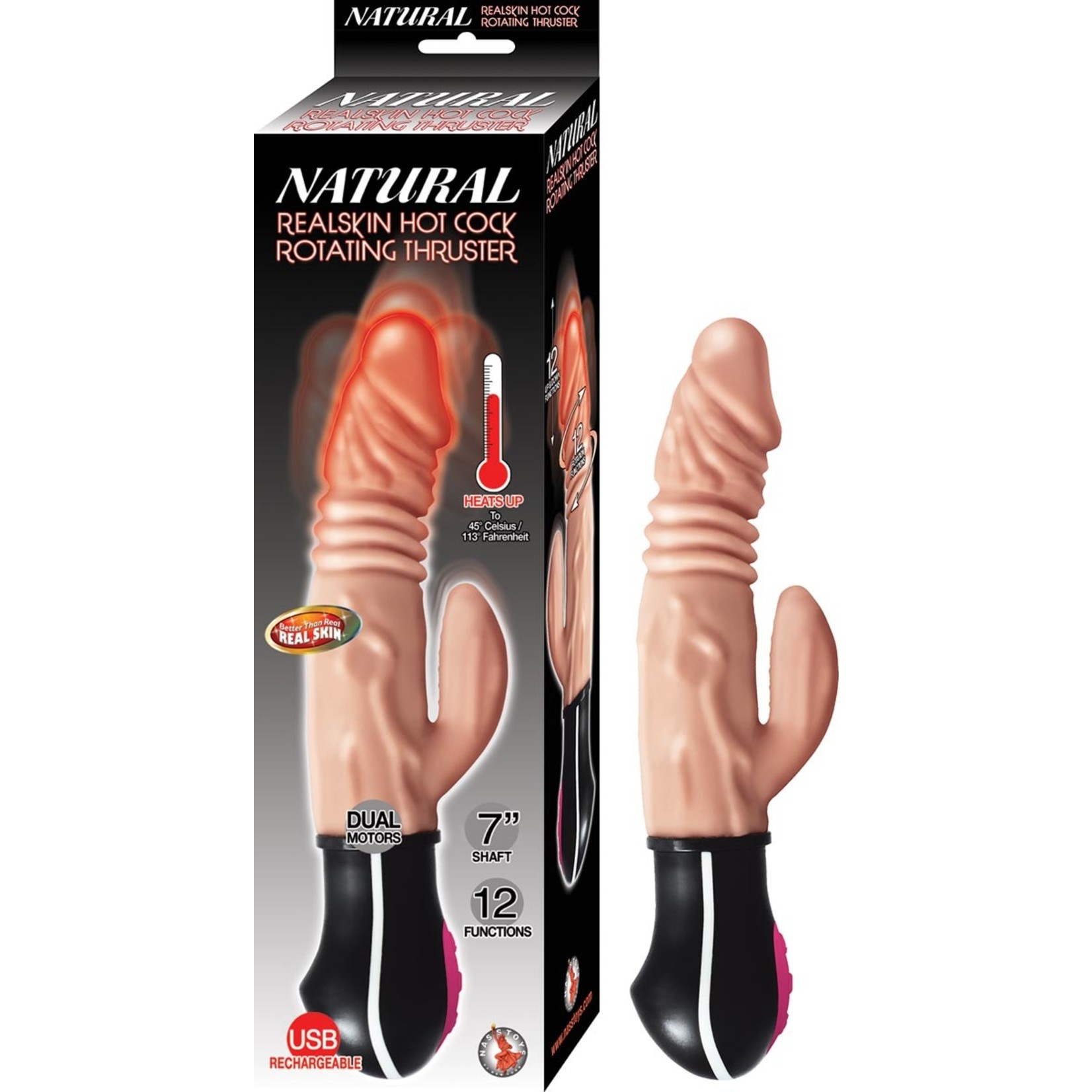 NATURAL REAL SKIN HOT COCK ROTATING THRUSTER VIBE