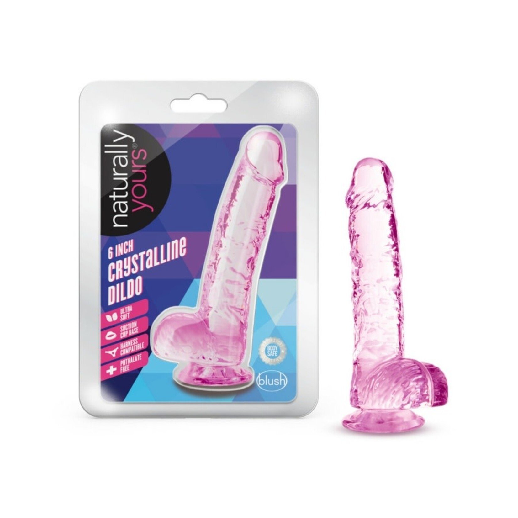 BLUSH BLUSH - NATURALLY YOURS - 6" CRYSTALLINE DILDO - ROSE