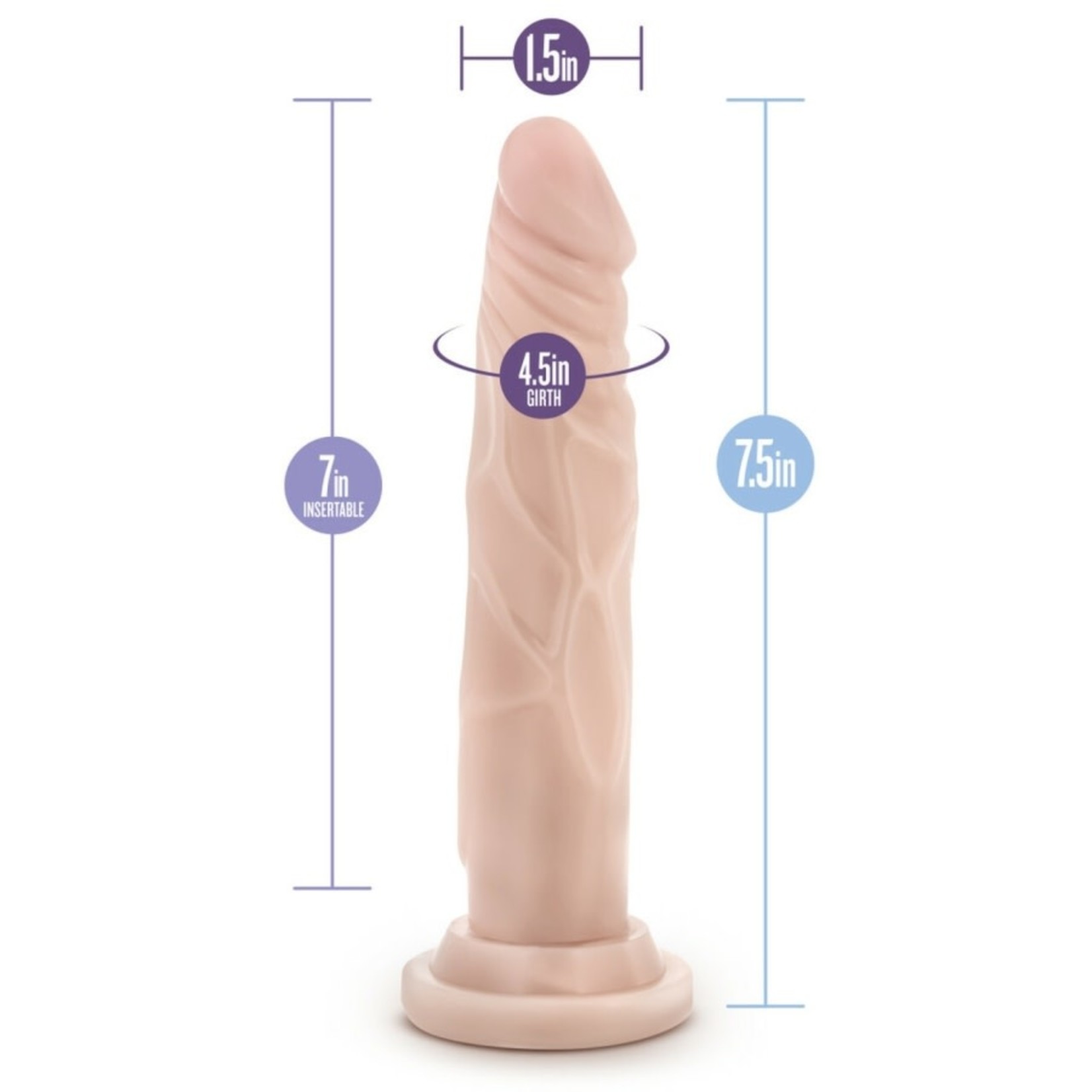 DR. SKIN BLUSH - DR. SKIN SILICONE - DR. CARTER - 7 INCH DONG WITH SUCTION CUP - VANILLA