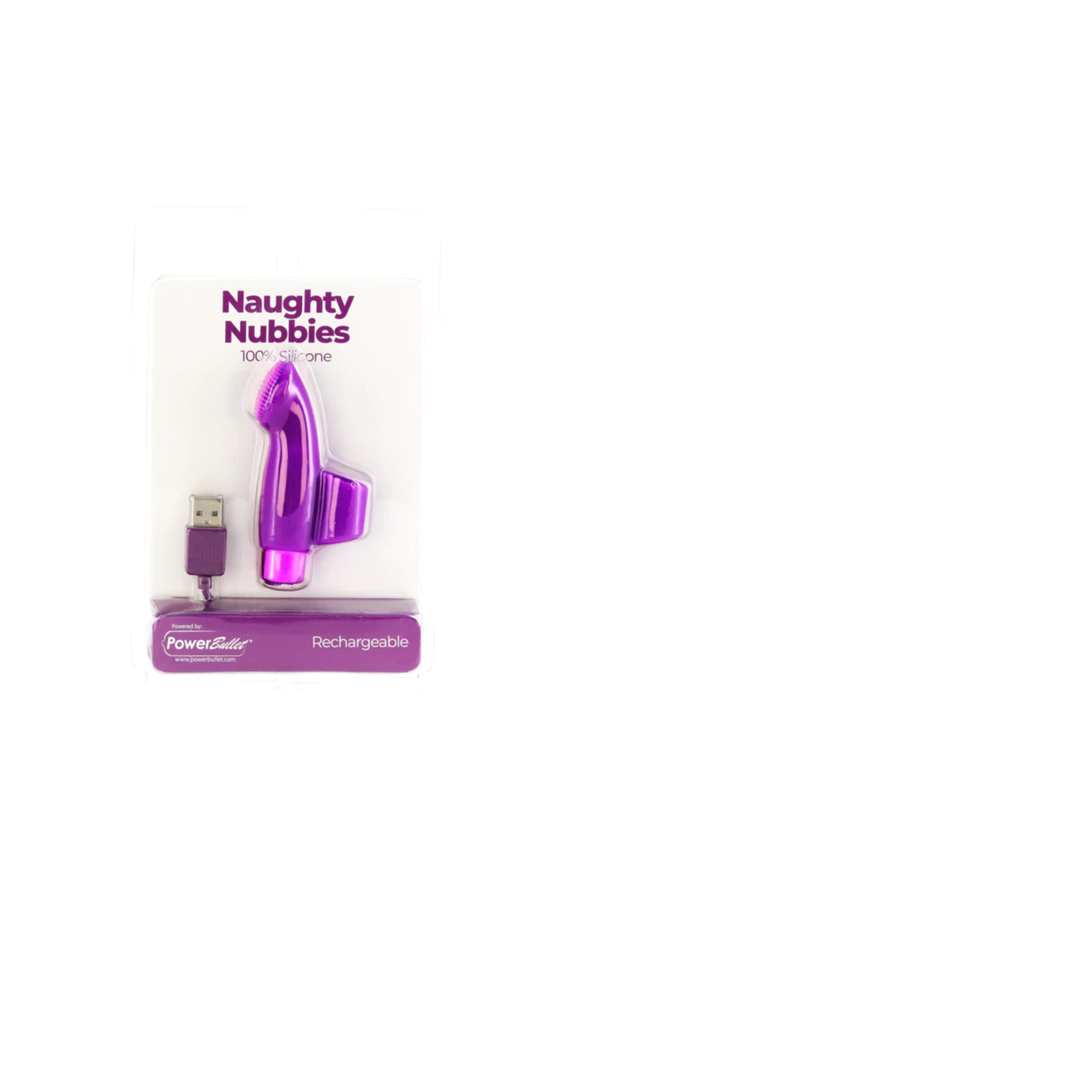 POWERBULLET RECHARGEABLE NAUGHTY NUBBIES - SILICONE FINGER VIBE - PURPLE
