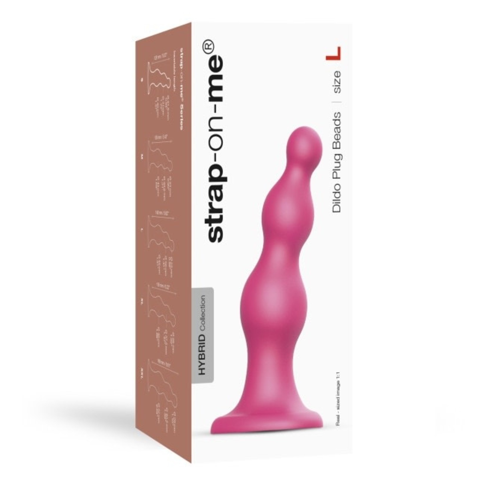 STRAP ON ME STRAPONME DILDO PLUG BEADS METALLIC RASPBERRY PINK L