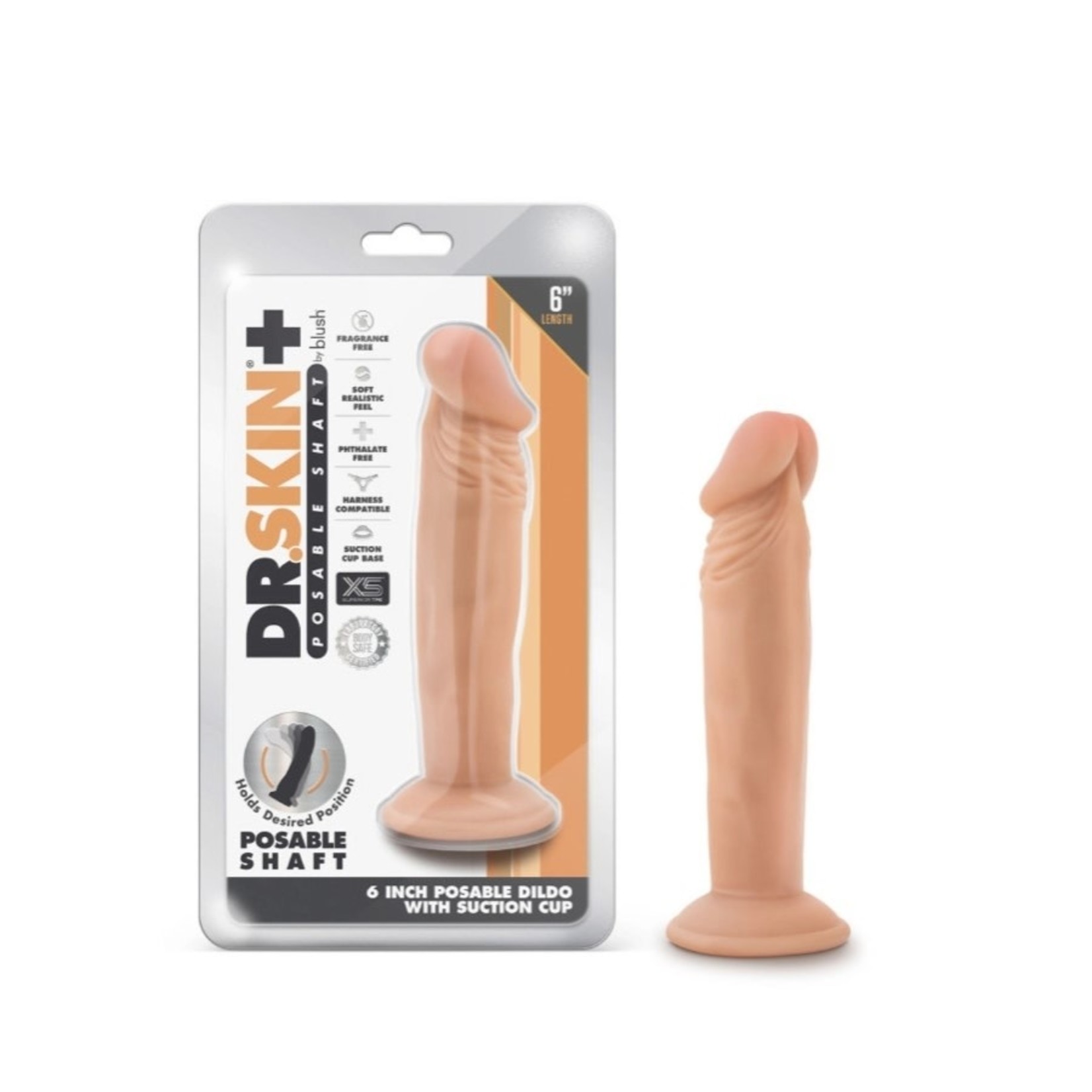 DR. SKIN BLUSH - DR. SKIN PLUS - 6 INCH POSABLE DILDO - VANILLA