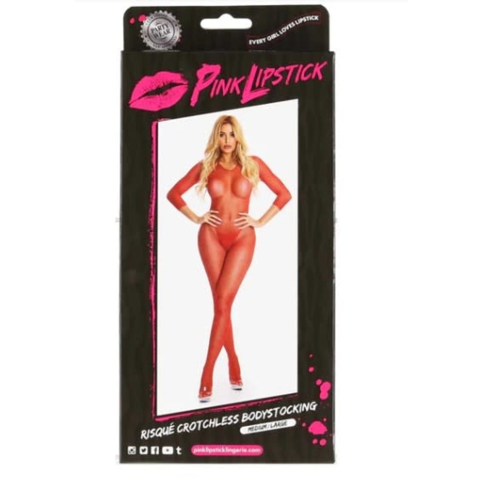 PINK LIPSTICK PINK LIPSTICK - RISQUE CROTCHLESS BODYSTOCKING - RED - M/L