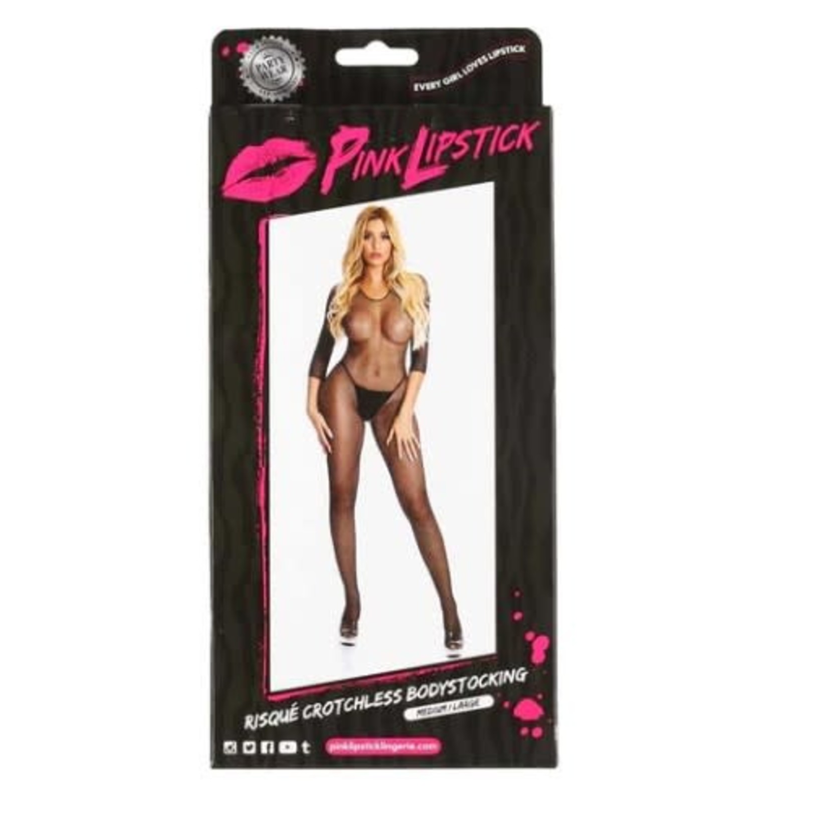 PINK LIPSTICK PINK LIPSTICK - RISQUE CROTCHLESS BODYSTOCKING - BLACK - M/L