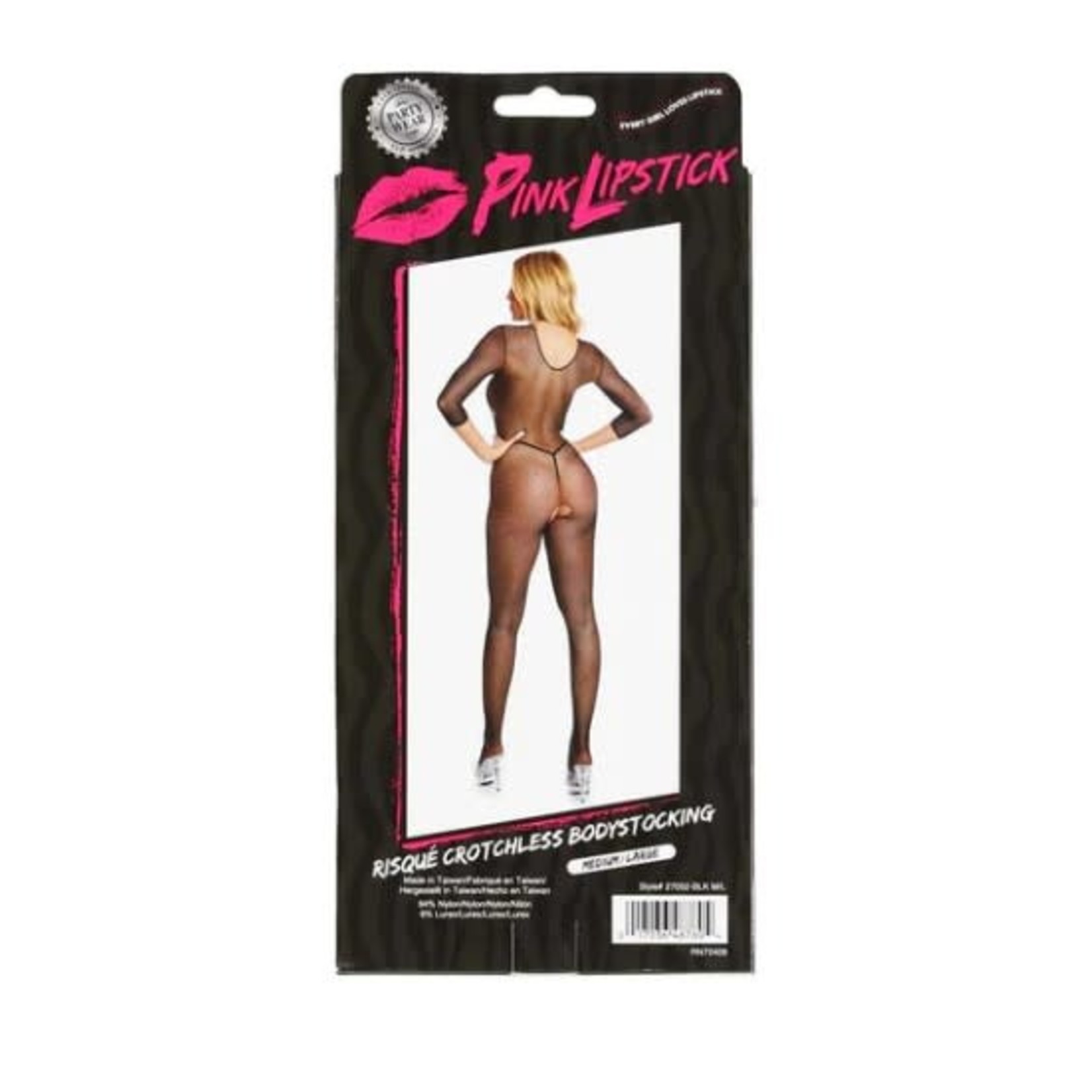 PINK LIPSTICK PINK LIPSTICK - RISQUE CROTCHLESS BODYSTOCKING - BLACK - M/L