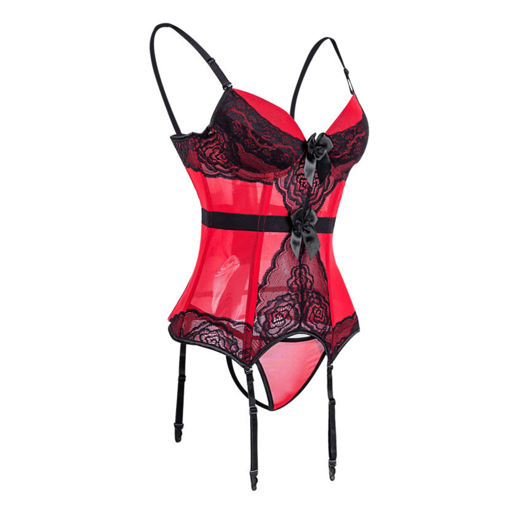 MESH BUSTIER TOP SET RED LARGE