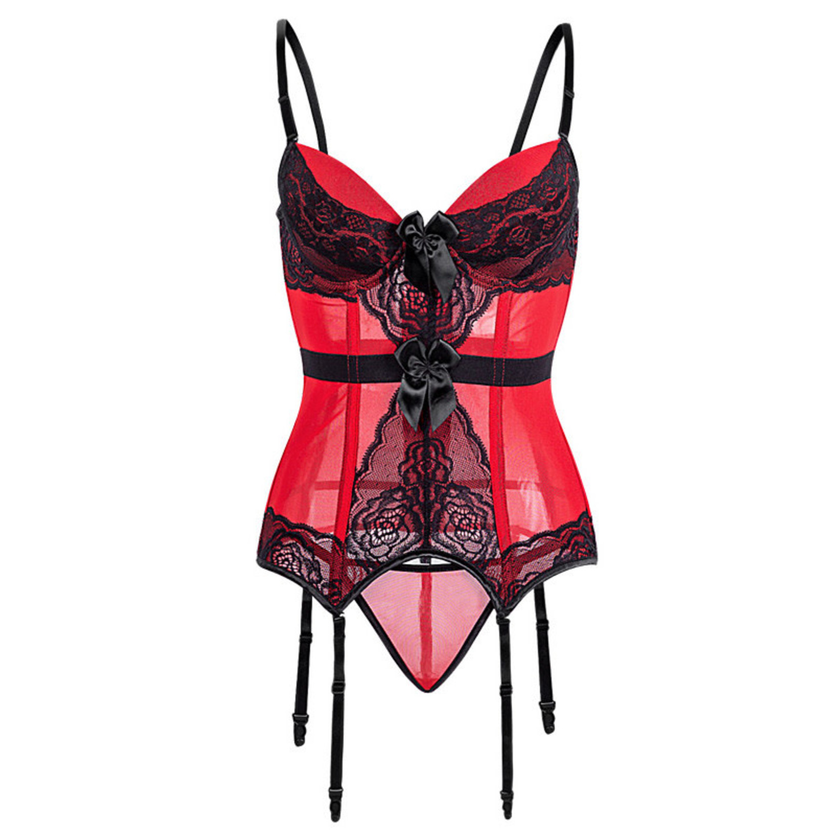 MESH BUSTIER TOP SET RED LARGE