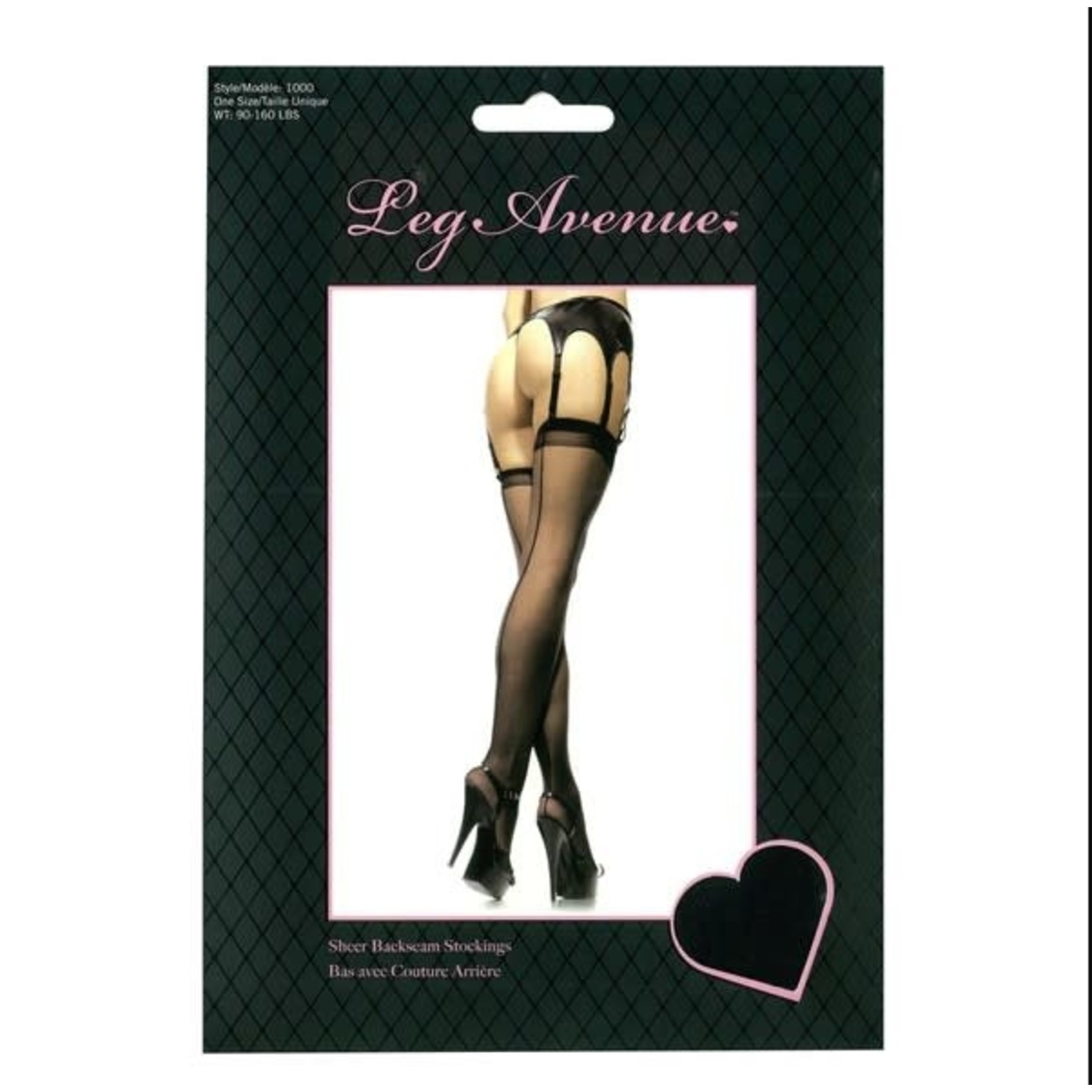 LEG AVENUE LEG AVENUE SHEER BACKSEAM STOCKINGS - BLACK - ONE SIZE