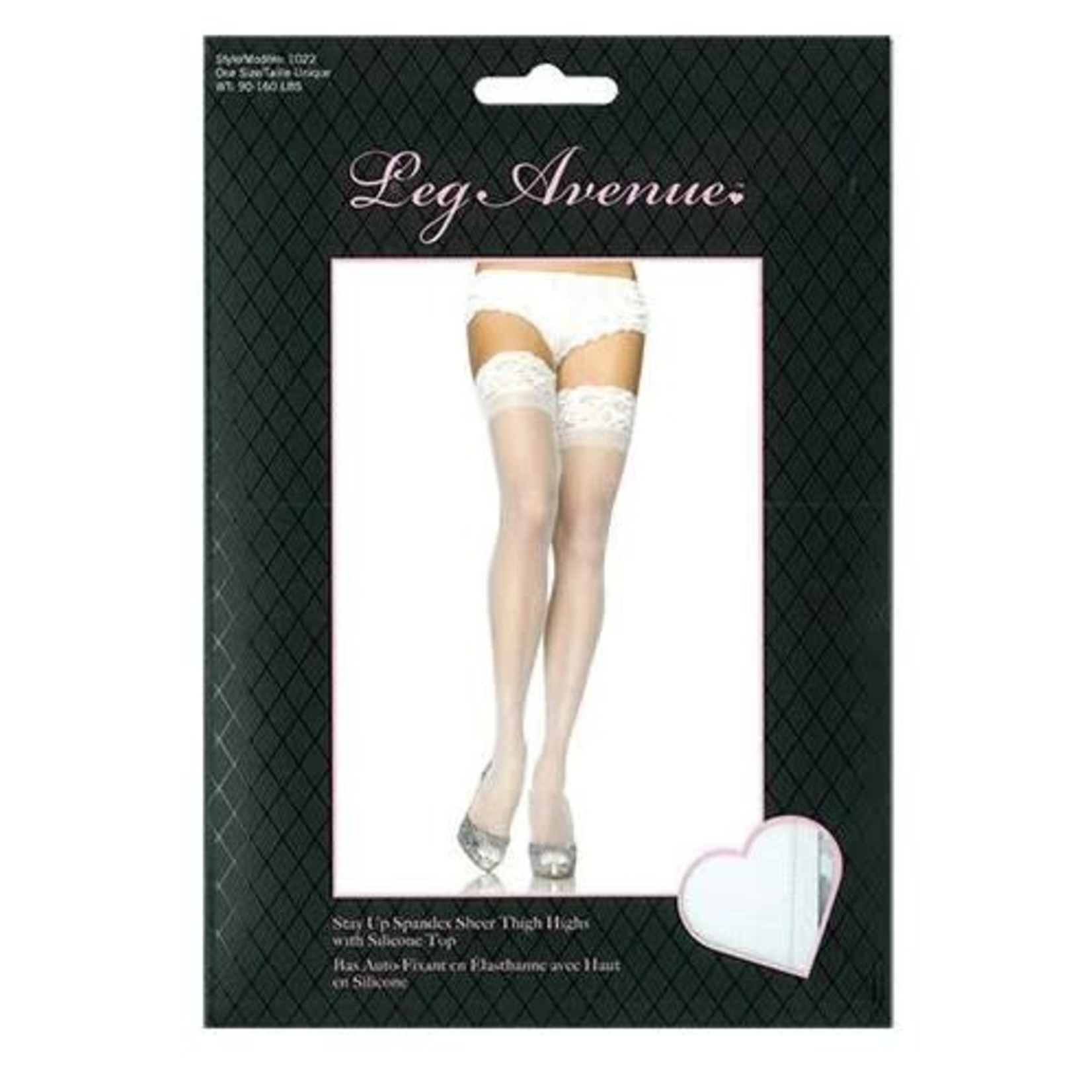 LEG AVENUE LEG AVENUE - STAY UP SPANDEX SHEER THIGH HIGHS WITH SILICONE TOP WHITE