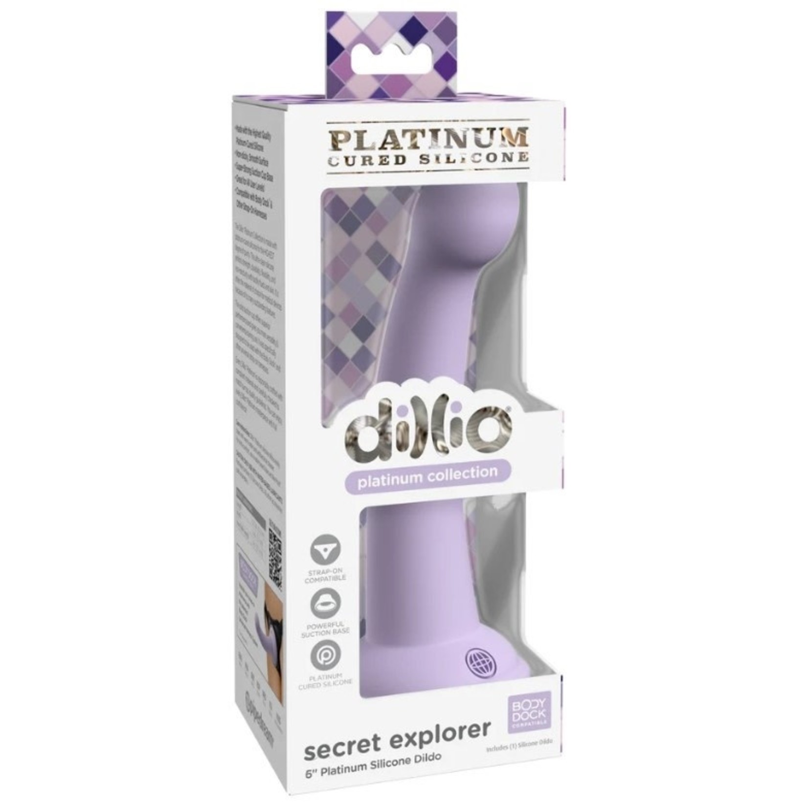PIPEDREAM DILLIO PLATINUM SECRET EXPLORER 6 INCH PURPLE