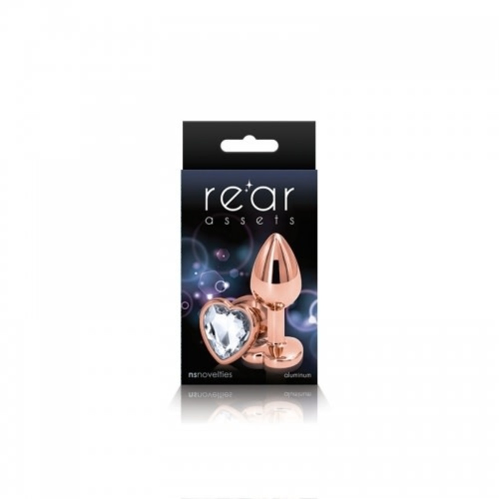 NSNOVELTIES REAR ASSETS - ROSE GOLD HEART - SMALL - CLEAR