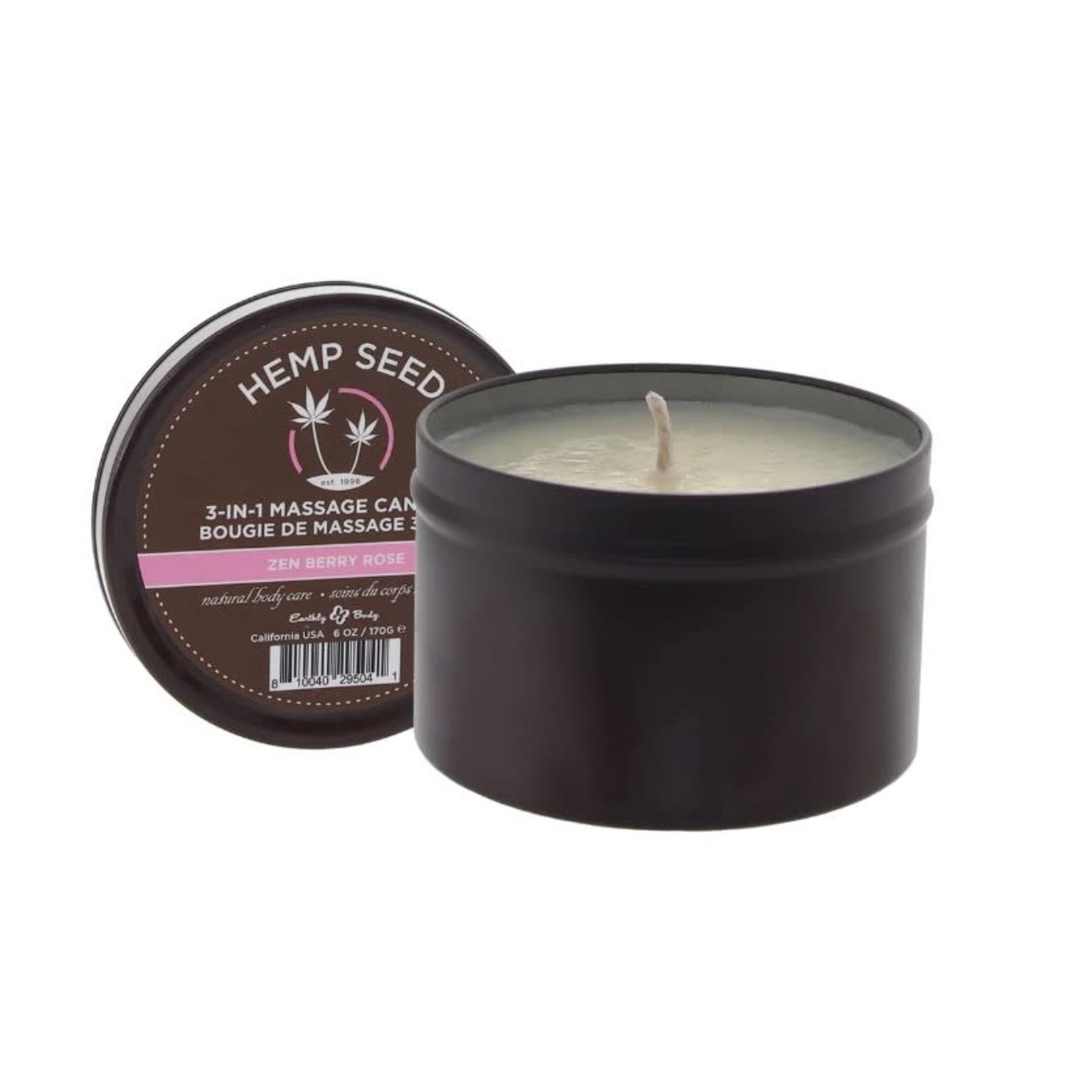 EARTHLY BODY EARTHLY BODY - 3-IN-1 MASSAGE CANDLE 6OZ/170G ZEN BERRY ROSE