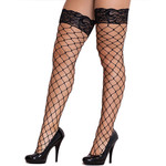 FENCE NET LACE TOP STOCKING BLACK O/S