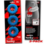 OXBALLS OXBALLS - HUNKYJUNK - SUPER HUJ NO ROLL C-RINGS - 3 PK - TEAL