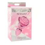 XR BRANDS BOOTY SPARKS PINK ROSE GLASS ANAL PLUG SMALL