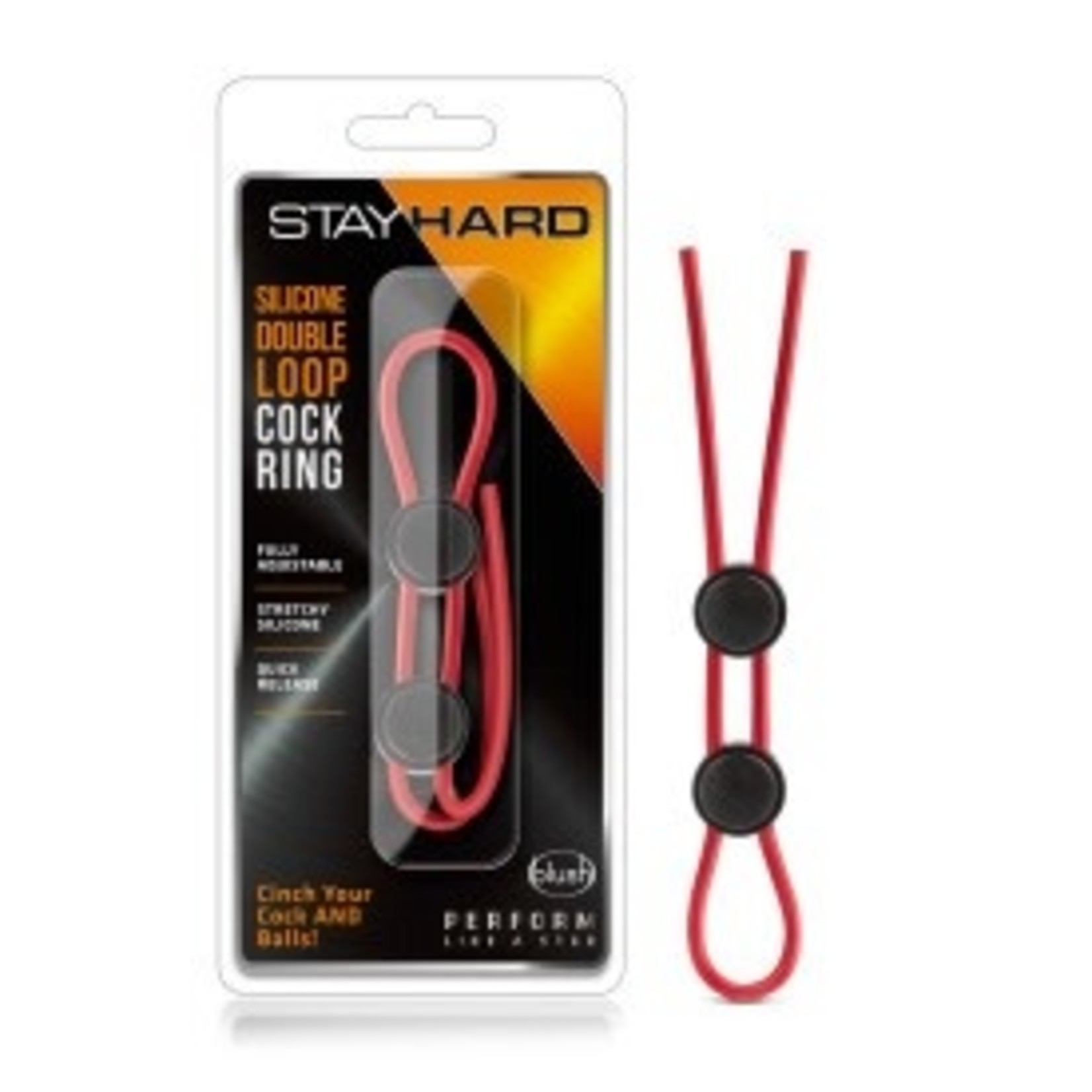 BLUSH BLUSH - STAY HARD - SILICONE DOUBLE LOOP COCK RING - RED