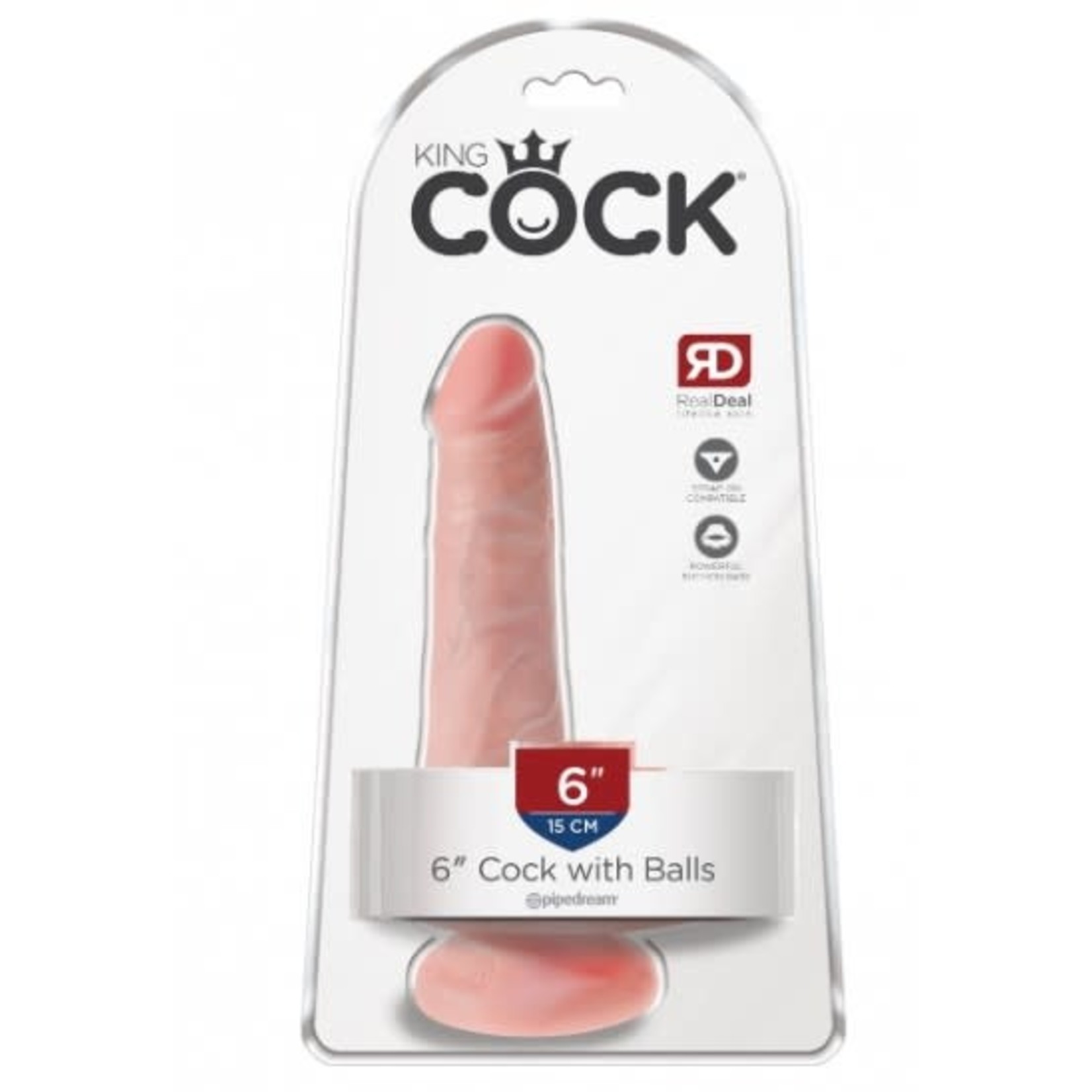 KING COCK KING COCK 6" COCK WITH BALLS LIGHT