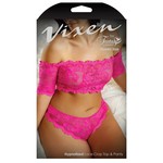FANTASY LINGERIE - 2PC, LACE CROP TOP, THONG PINK QUEEN