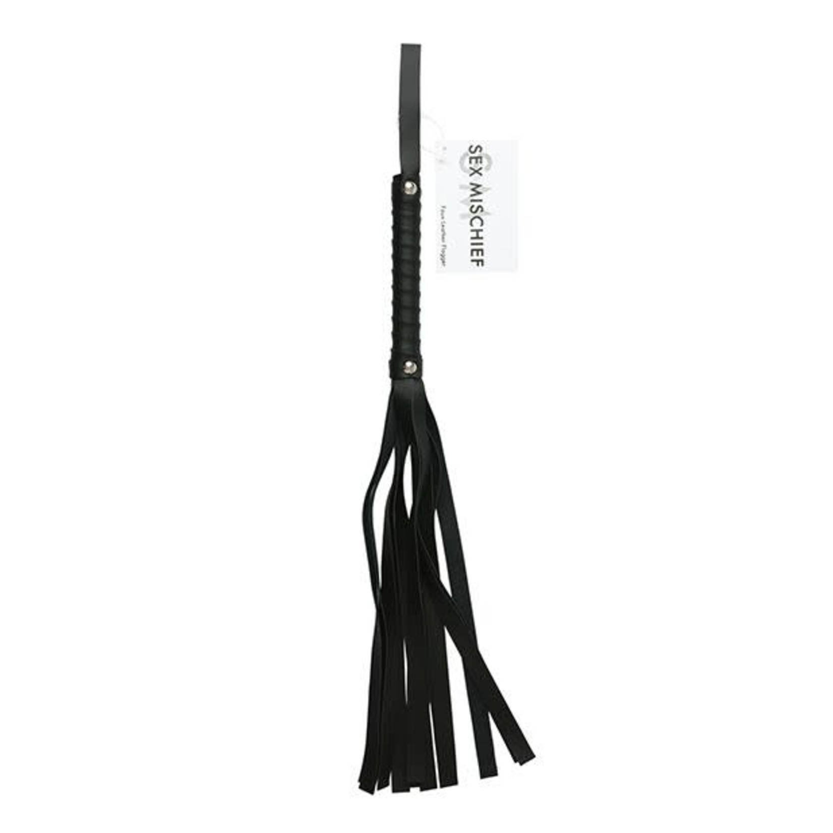 SEX & MISCHIEF SPORTSHEETS - S&M - BLACK FAUX LEATHER FLOGGER