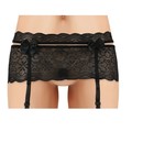 CHERRY WEAR - LACE PANTY WITH GARTER BELT - BLACK - ONE SIZE