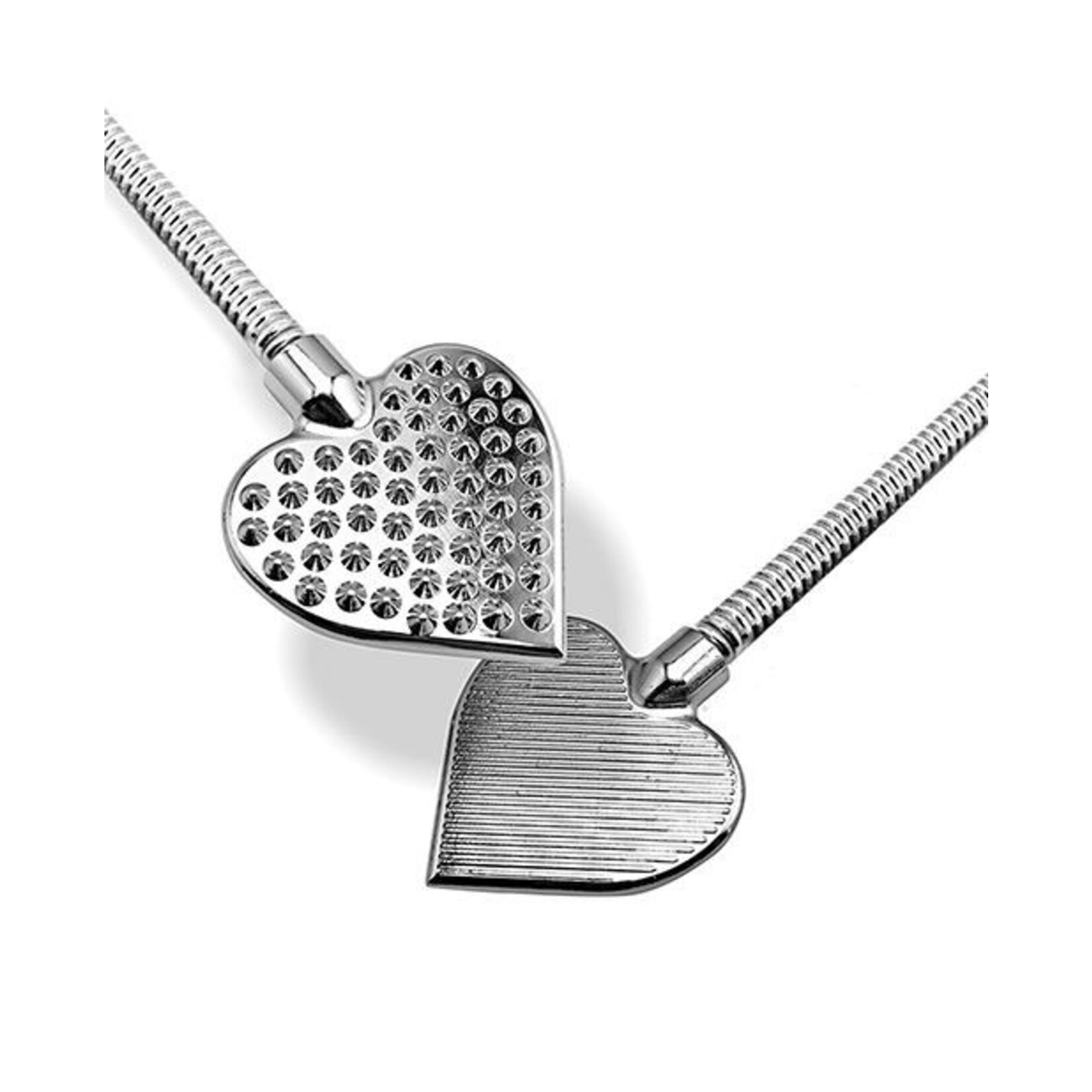 NIXIE STAINLESS STEEL RIDING CROP, FLAMING HEART