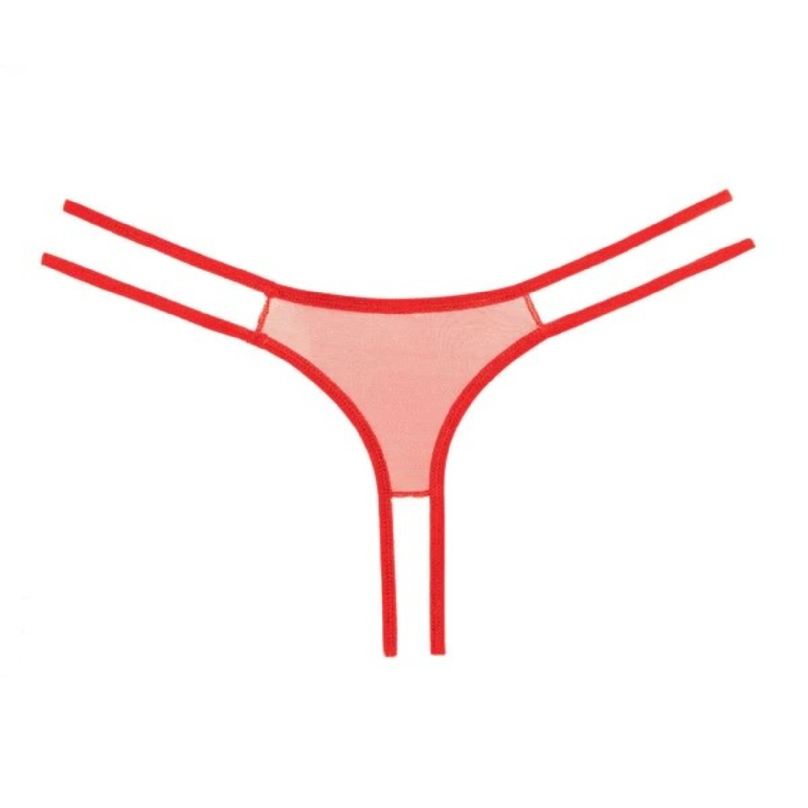 ALLURE LINGERIE ALLURE ADORE - CROTCHLESS SCALLOPED LACE HONEY PANTY - RED