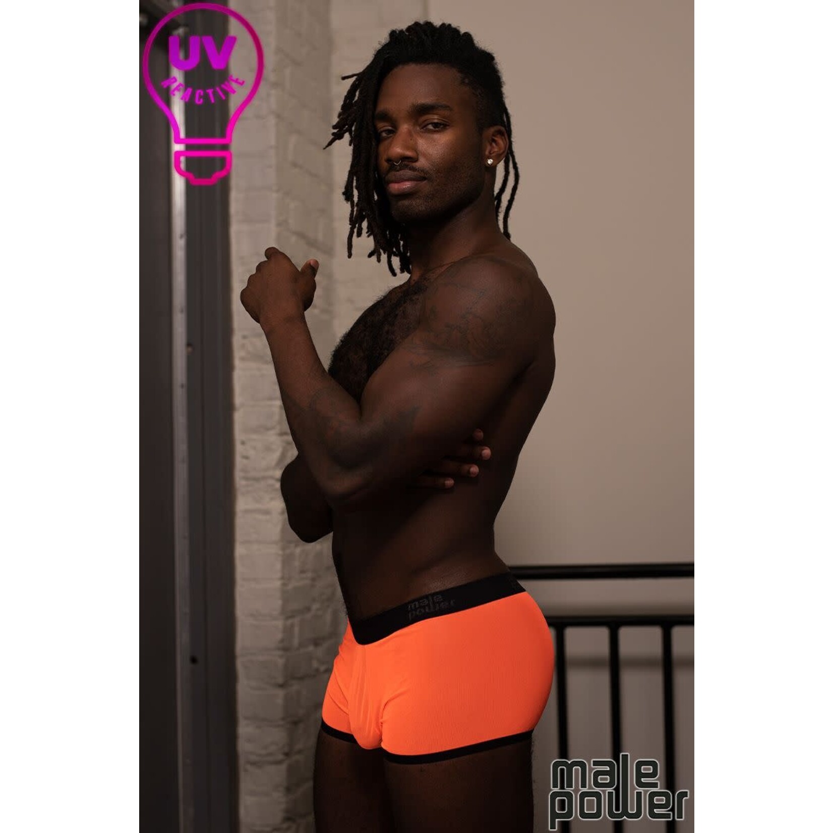 MALE POWER MALE POWER -  NEON MESH POUCH SHORT ORANGE XL