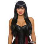 DREAMGIRL LINGERIE DREAMGIRL -  ADJUSTABLE LONG STRAIGHT LAYERED WIG BLACK O/S