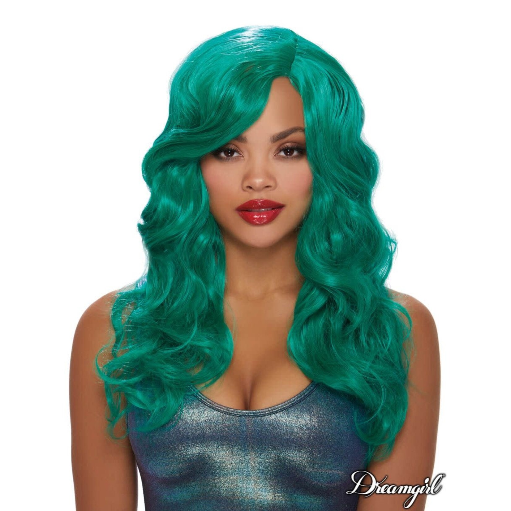 DREAMGIRL LINGERIE DREAMGIRL - LONG WAVY WIG GREEN O/S