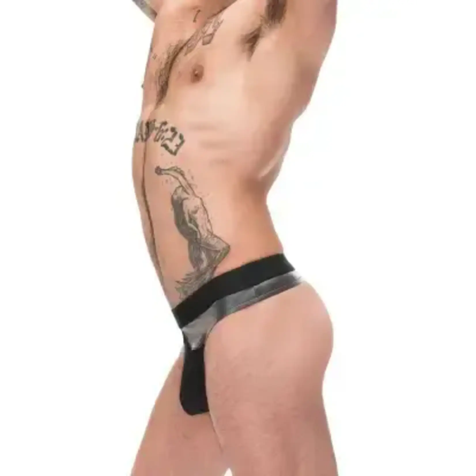 MALE POWER MALE POWER -  IRON CLAD THONG GREY-BLACK MALE POWER -  IRON CLAD THONG GREY-BLACK S/M