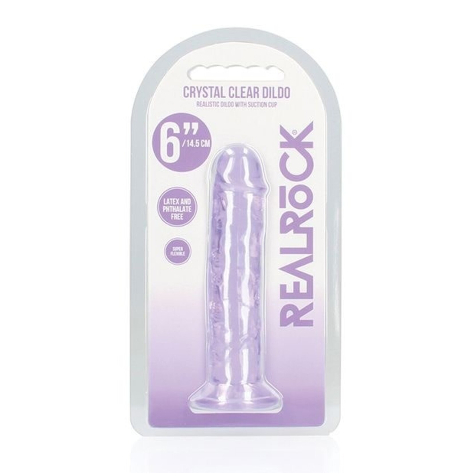 SHOTS REALROCK CRYSTAL CLEAR JELLY 6 INCH DILDO