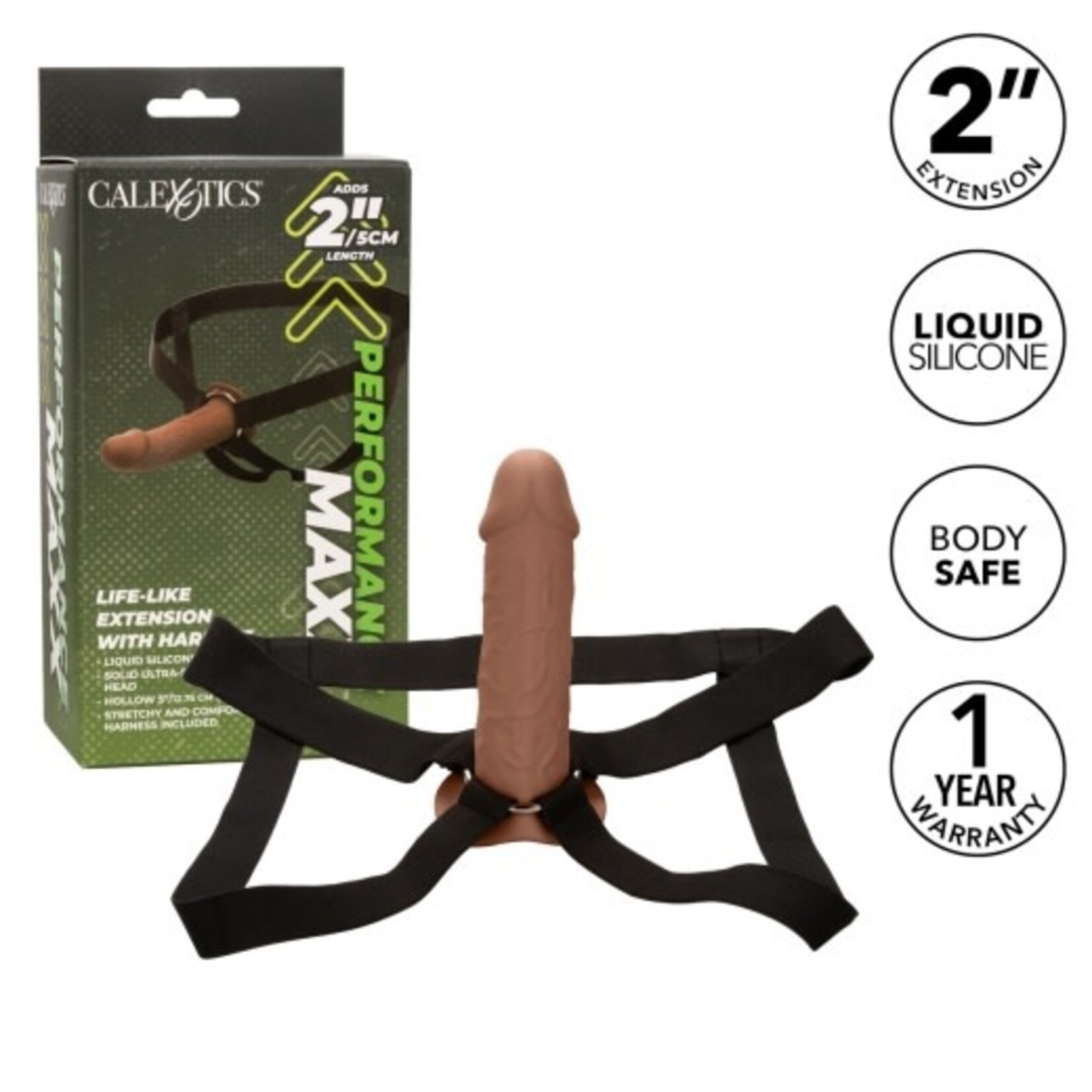 CALEXOTICS PERFORMANCE MAXX LIFE-LIKE EXTENSION WITH HARNESS - BROWN