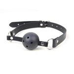 OH YEAH! -  BLACK SOFT OPEN BREATHABLE LEATHER MOUTH BALL GAG SM ONE SIZE