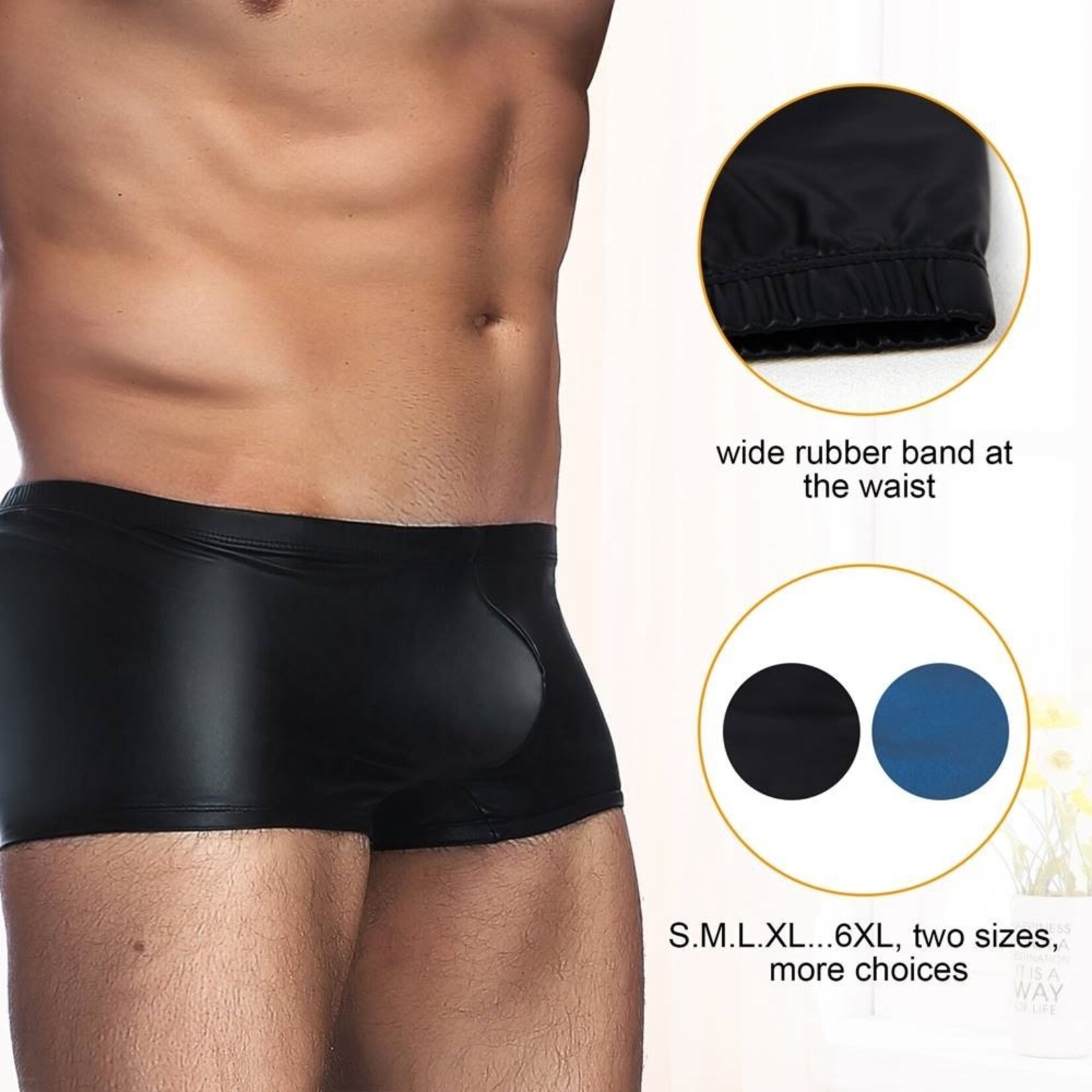 OH YEAH! -  BLACK LEATHER SEXY PANTY FOR MAN 4XL