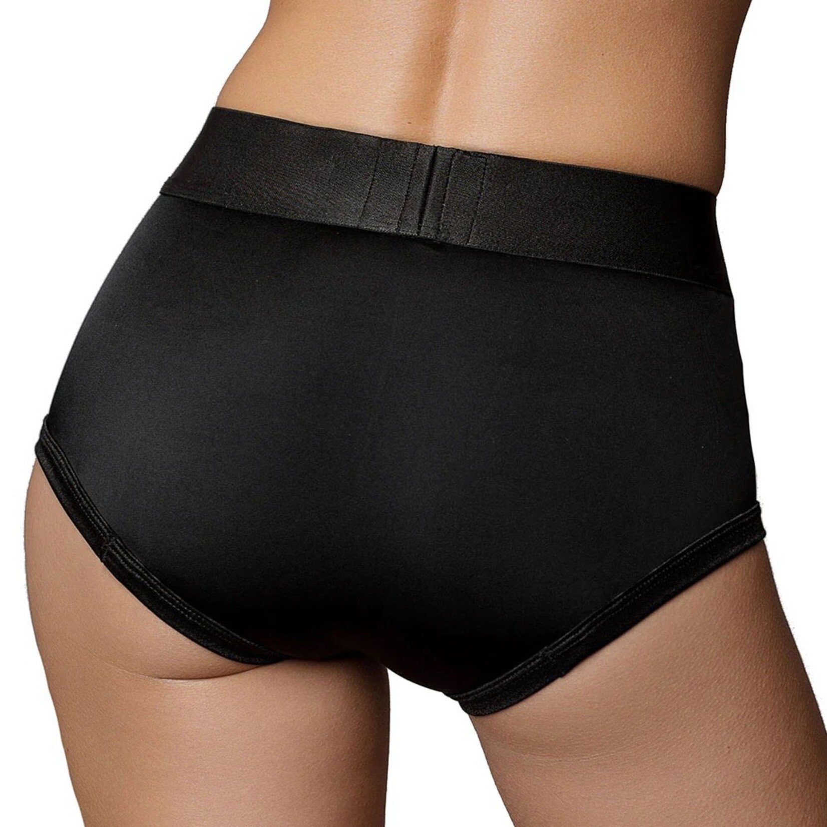 OUCH OUCH! BLACK VIBRATING STRAP-ON BRIEF XS/S