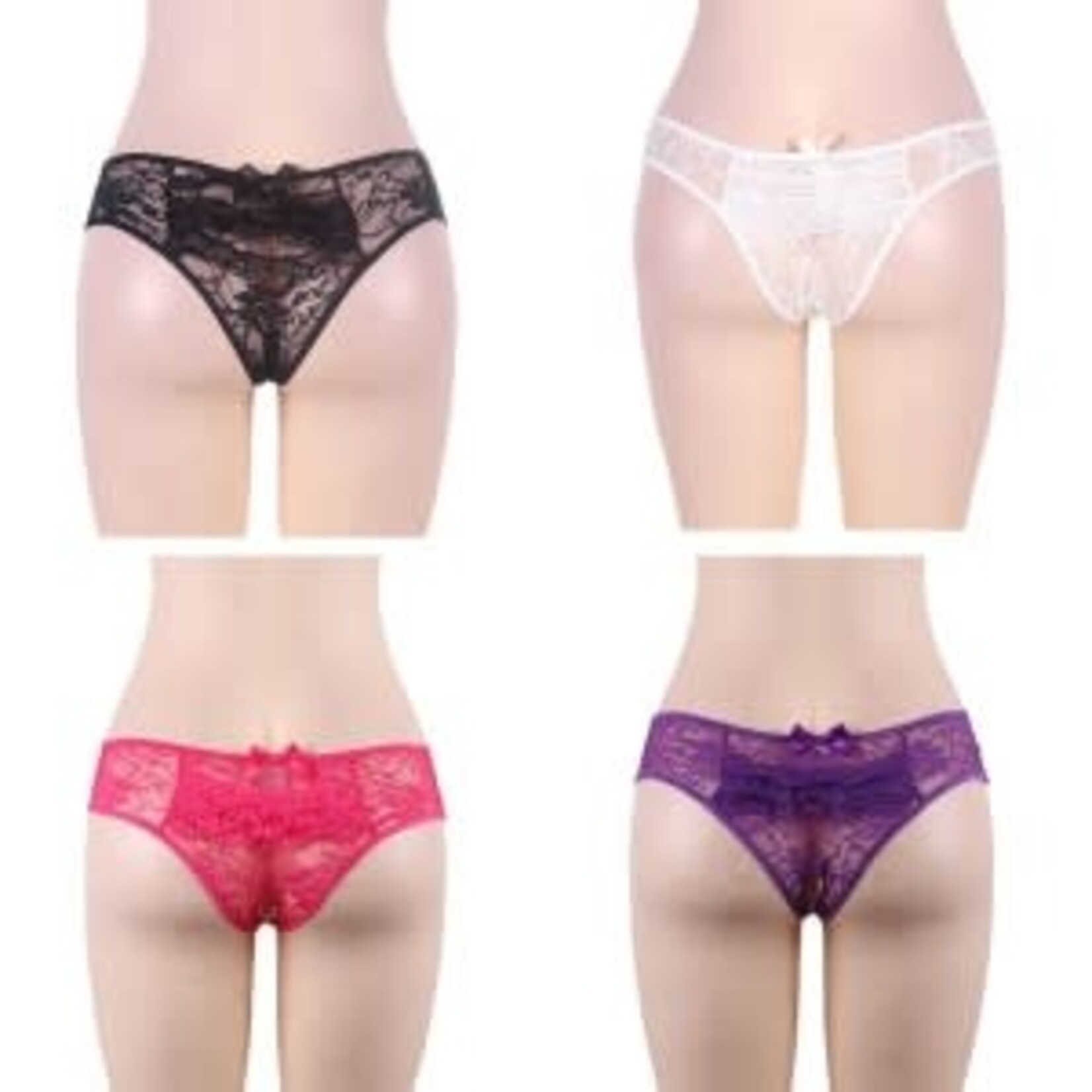 OH YEAH! -  OPEN CROTCH FLORAL LACE PANTY 4IN1 BOX XS-S