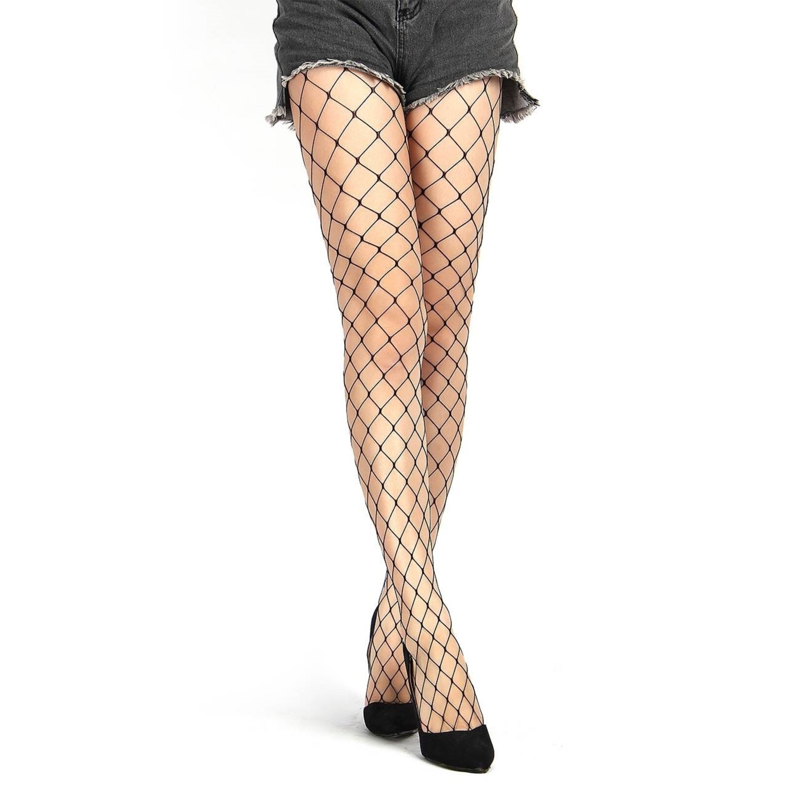 OH YEAH! OH YEAH! -  BLACK LONG SHEER TIGHT FENCE NET PANTYHOSE XS-M