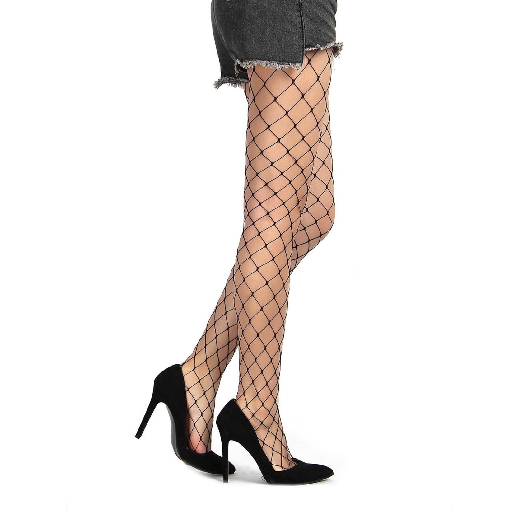 OH YEAH! OH YEAH! -  BLACK LONG SHEER TIGHT FENCE NET PANTYHOSE XS-M