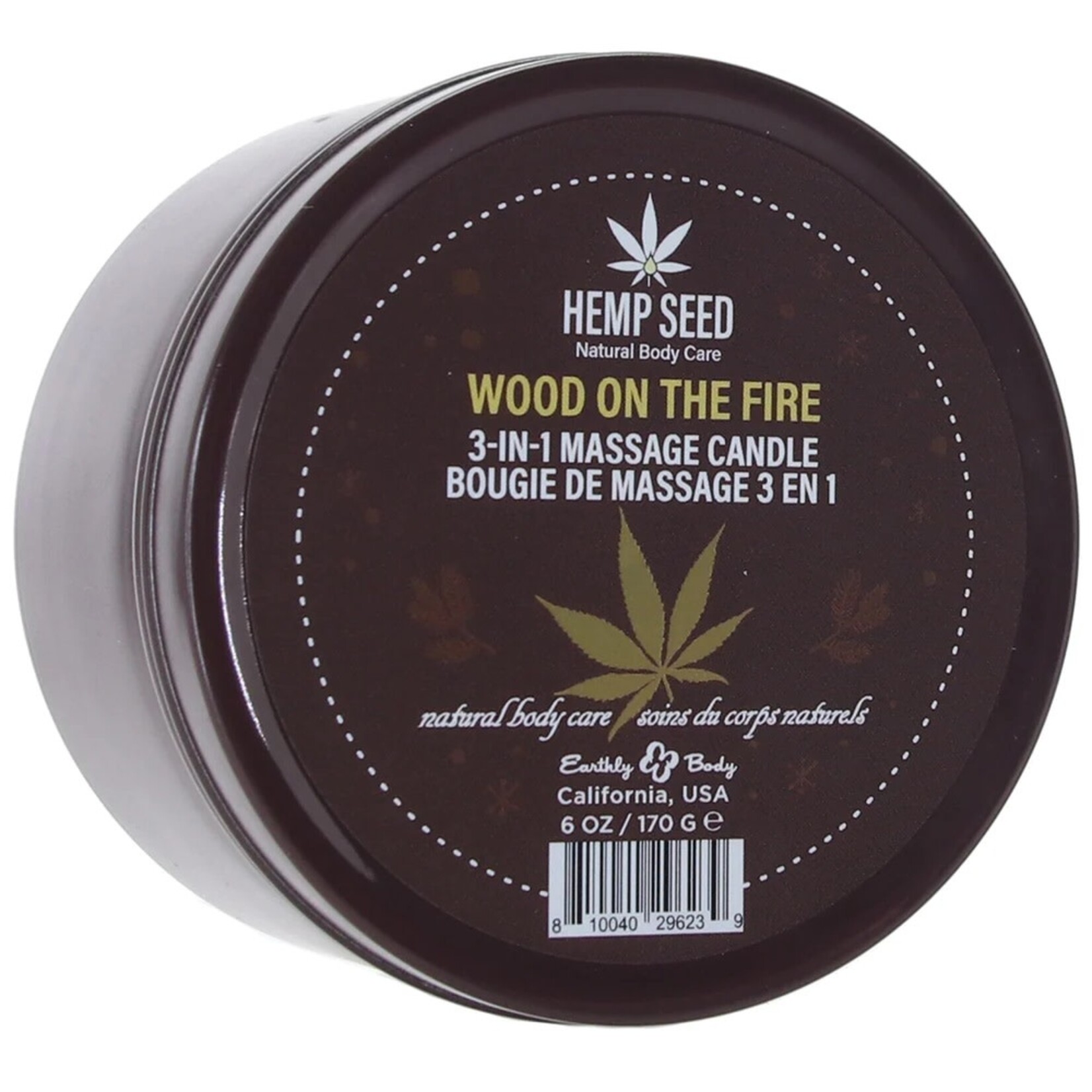 EARTHLY BODY EARTHLY BODY - 3-IN-1 HOLIDAY MASSAGE CANDLE 6OZ IN WOOD ON THE FIRE WOOD ON THE FIRE
