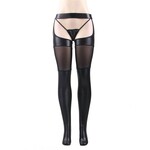 OH YEAH! -  BLACK SEXY FAUX LEATHER STOCKINGS XS-M