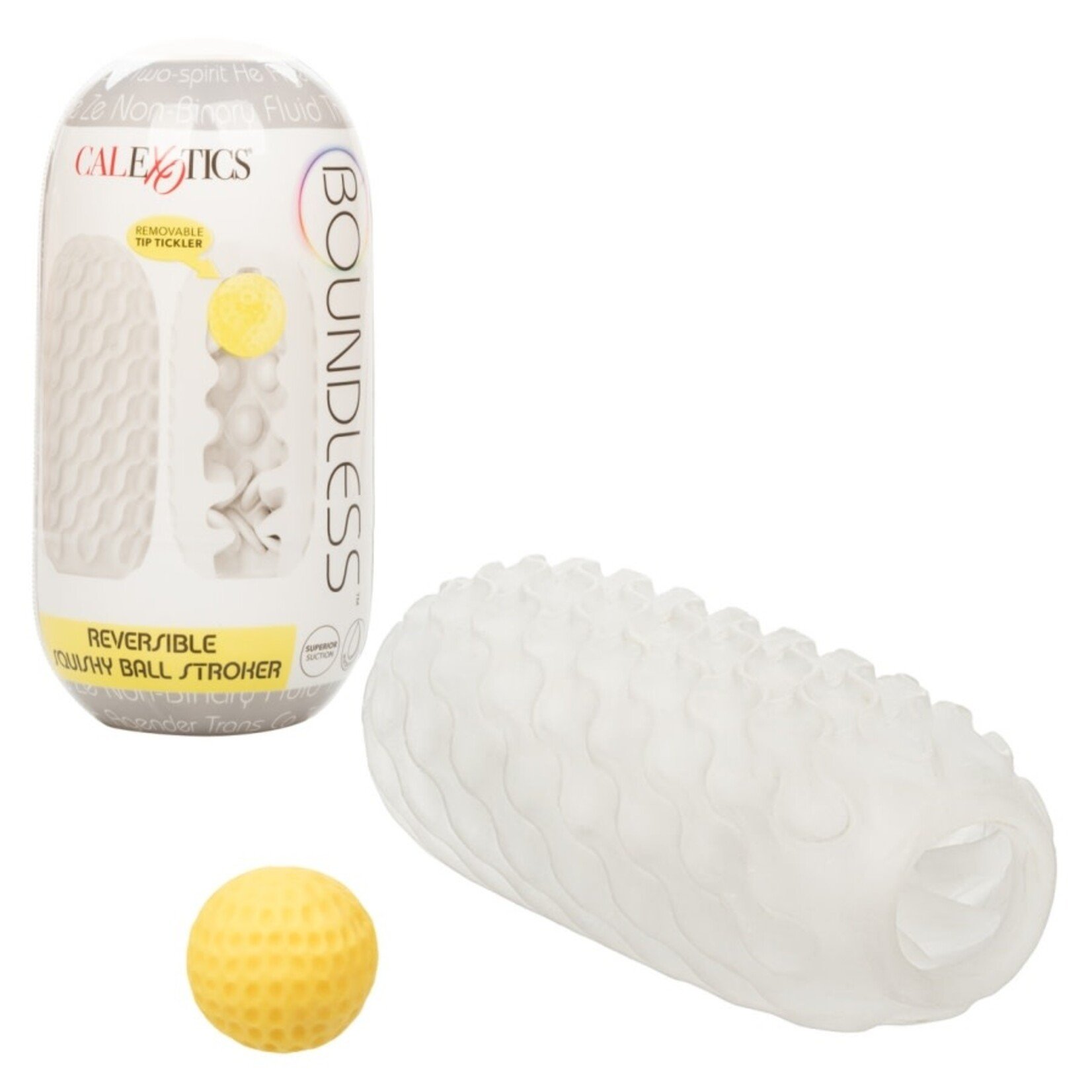 CALEXOTICS BOUNDLESS REVERSIBLE SQUISHY BALL STROKER - YELLOW