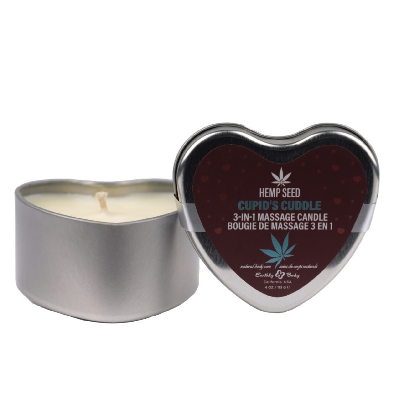 EARTHLY BODY HEMP SEED 3-IN-1 VALENTINES DAY CANDLE 4OZ/113G CUPID'S CUDDLE