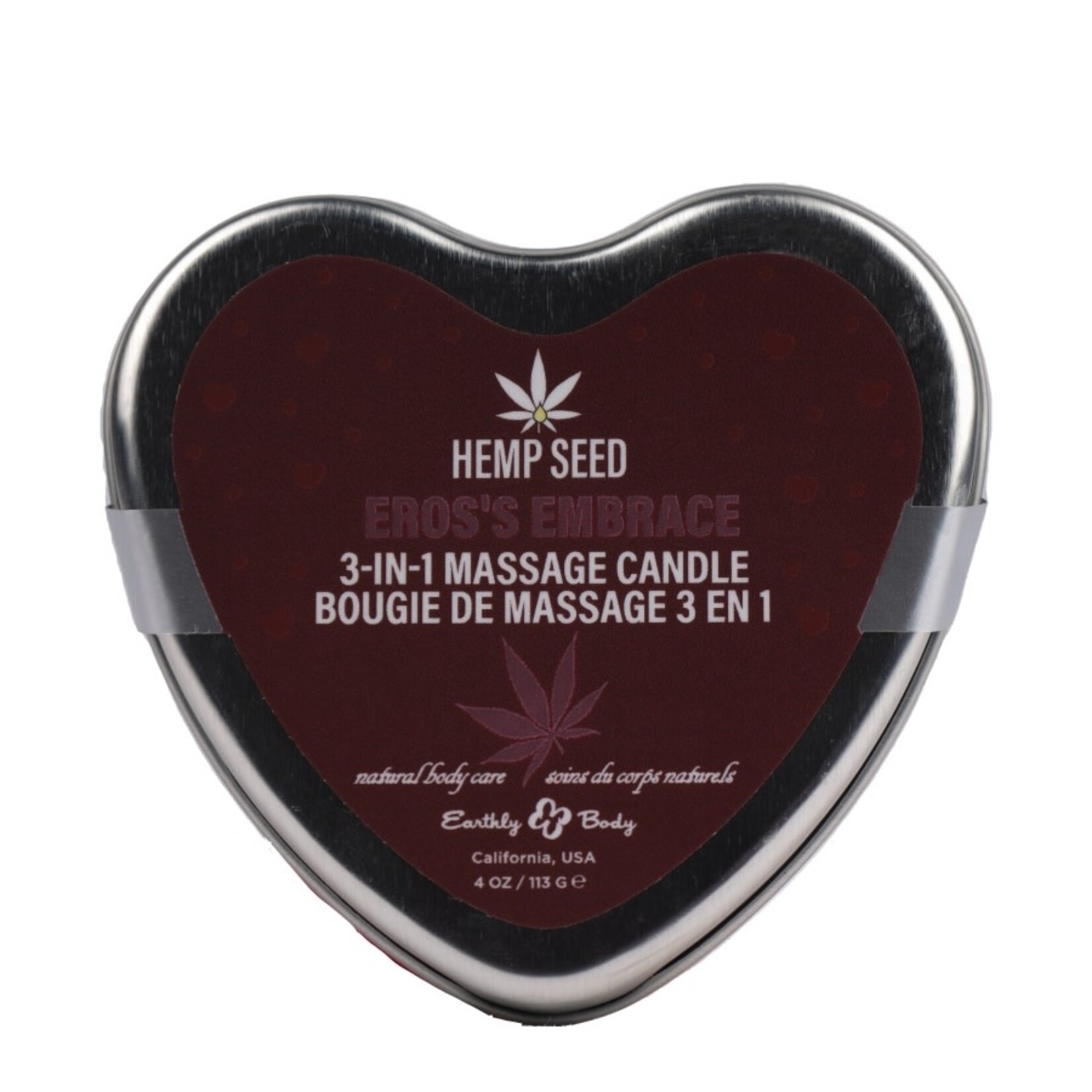 EARTHLY BODY HEMP SEED 3-IN-1 VALENTINES DAY CANDLE 4OZ/113G ERO'S EMBRACE