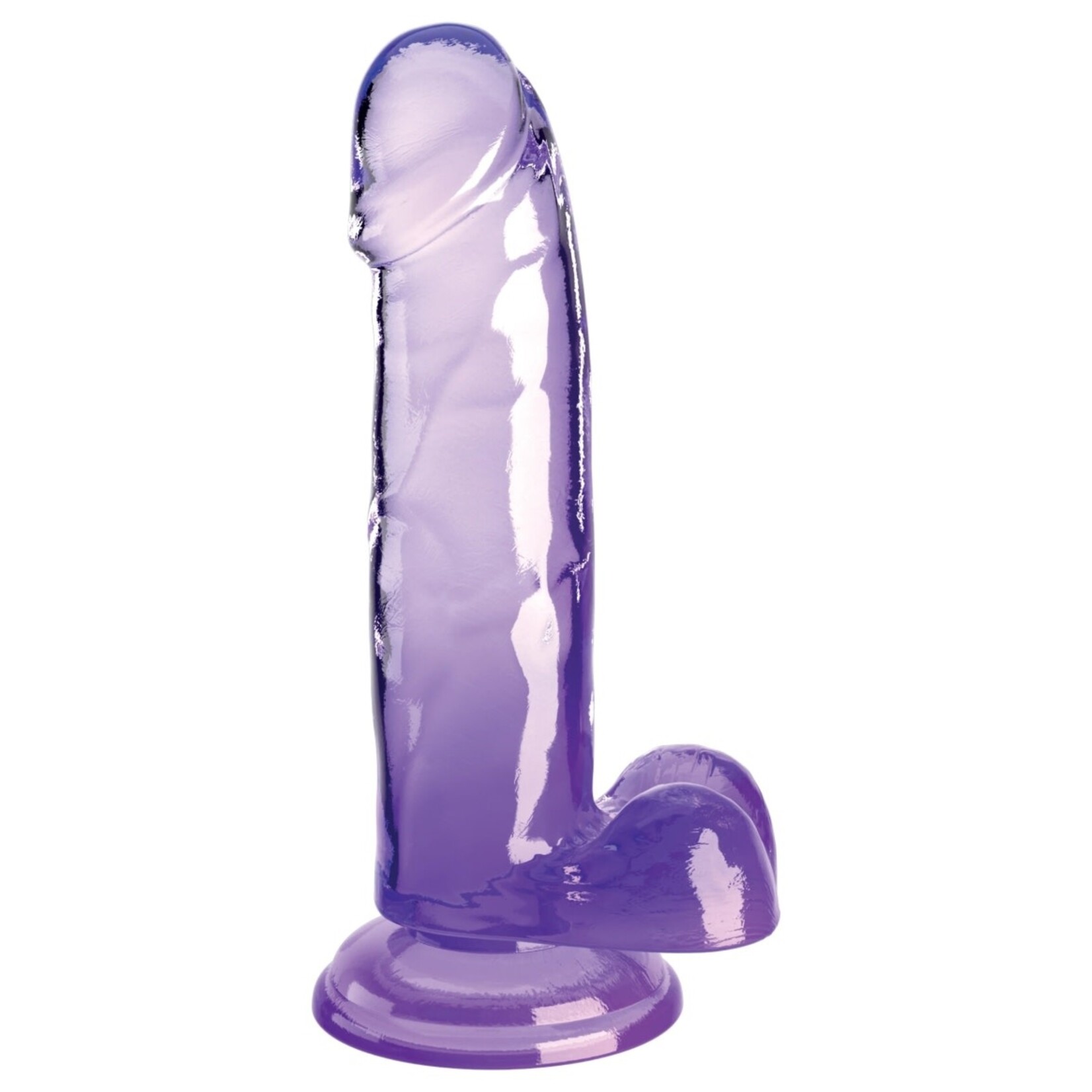 KING COCK KING COCK CLEAR 7" COCK WITH BALLS - PURPLE