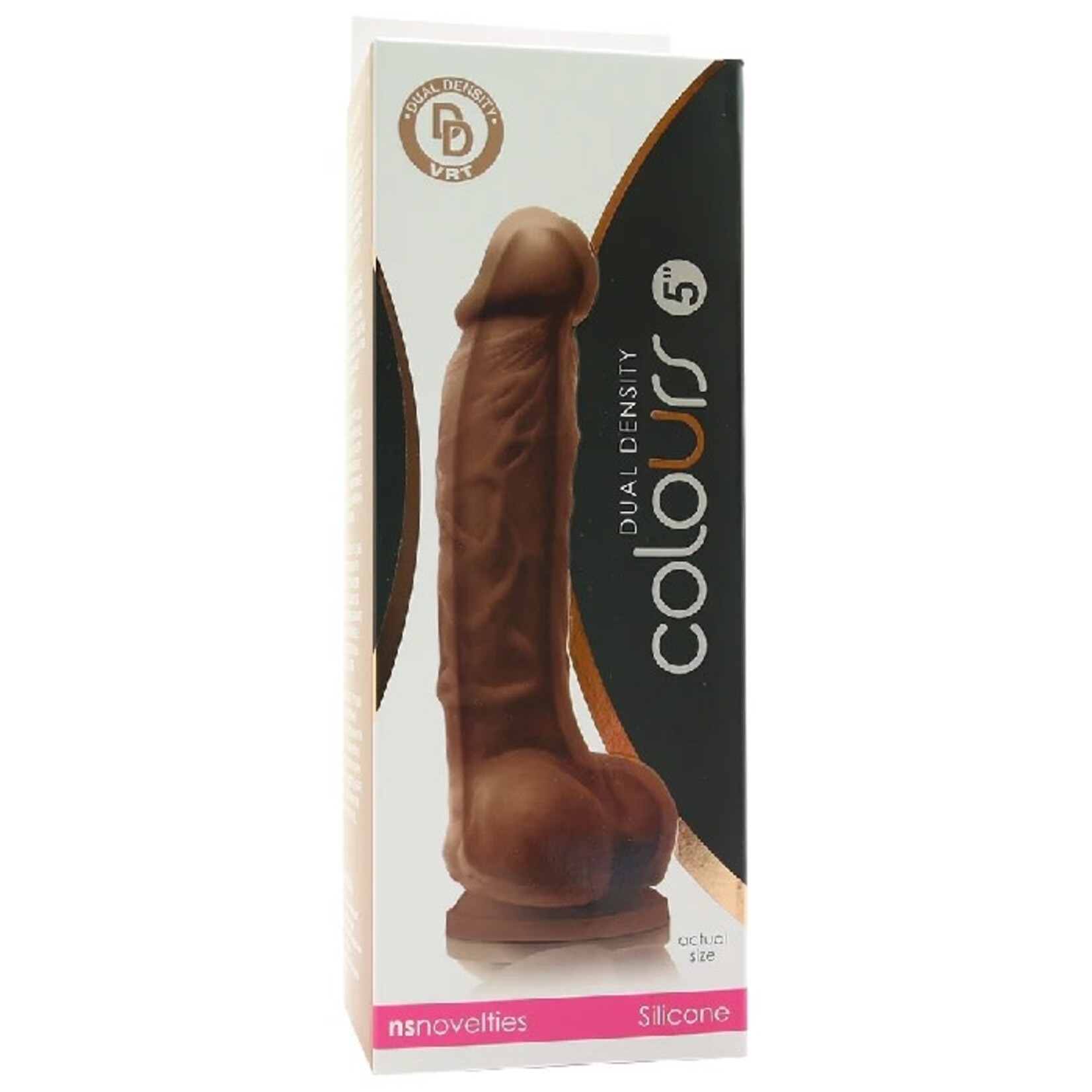 NSNOVELTIES COLOURS 5 INCH DUAL DENSITY SILICONE DILDO IN BROWN