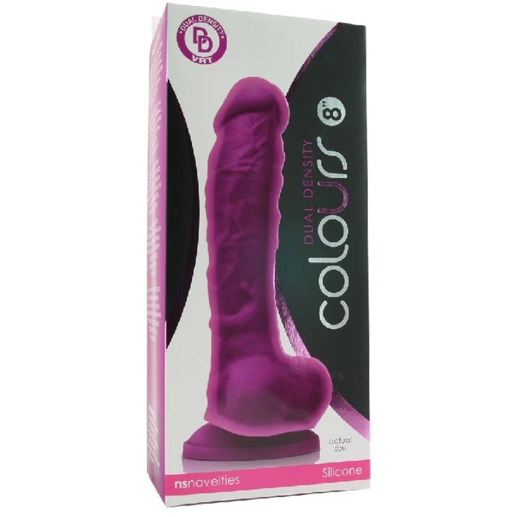NSNOVELTIES COLOURS 8 INCH DUAL DENSITY SILICONE DILDO IN PURPLE
