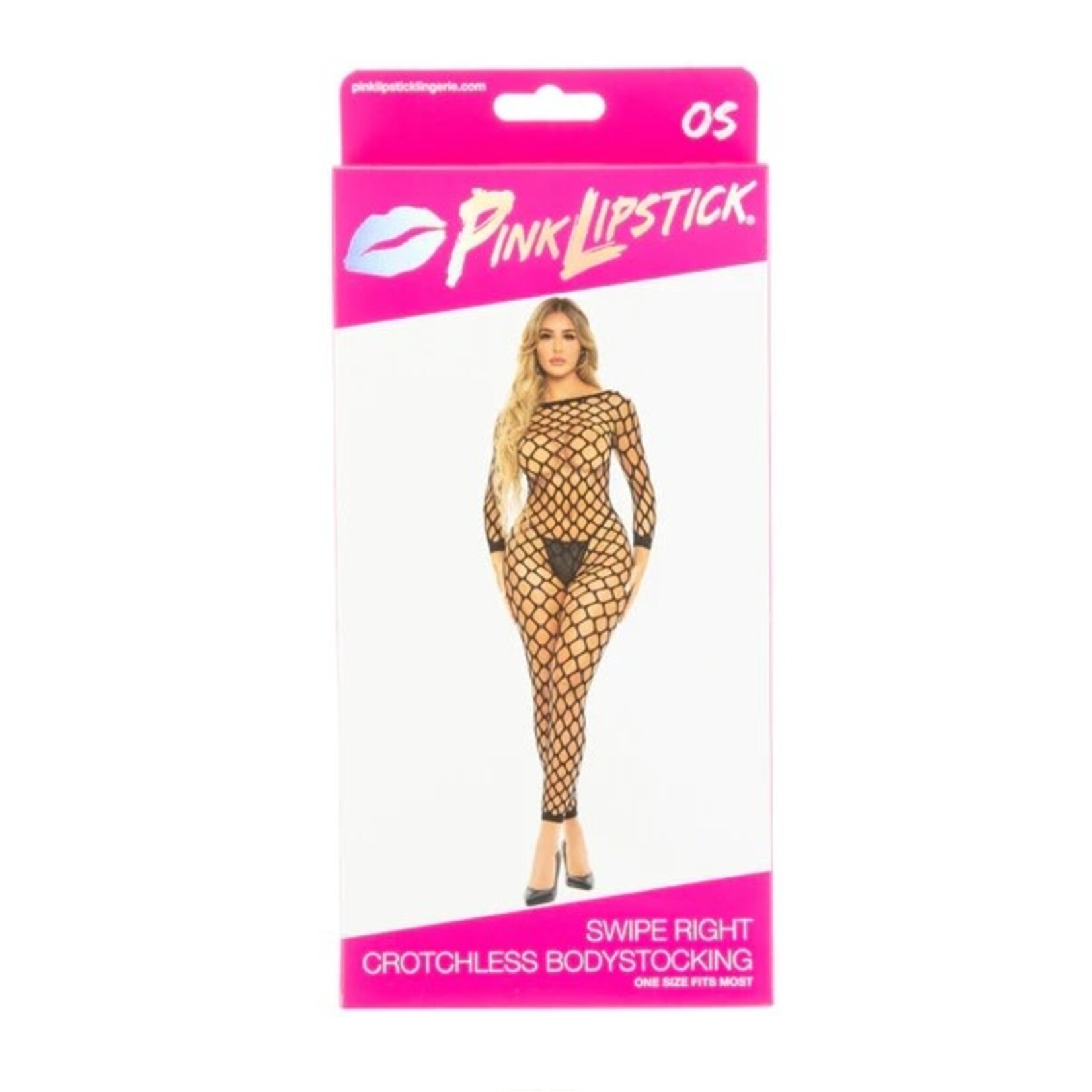 PINK LIPSTICK PINK LIPSTICK SWIPE RIGHT CROTCHLESS BODYSTOCKING - BLACK